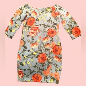 Cute Sexy Comfortable summer floral dress off shoulder stretchy sz XL L blue